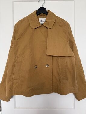 NWT Madewell Double-Breasted Crop Trench Coat in Dark Khaki - M Flaws